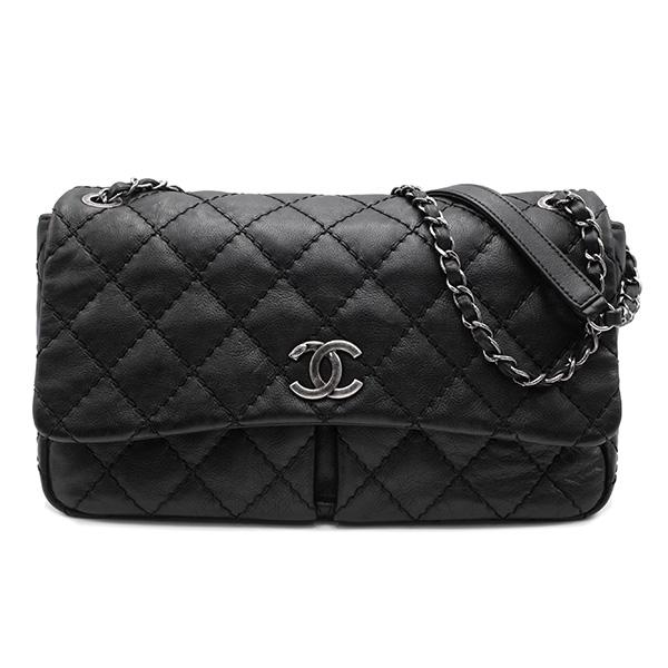 CHANEL ブラックレザー ショルダーバッグ