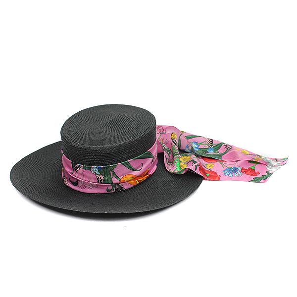 グッチ Gucci ハット 花と蛇柄 ピンクリボン ブラック ポリエステル ペーパーヤーン 中古 Houbidou 心斎橋店 通販 Yahoo ショッピング