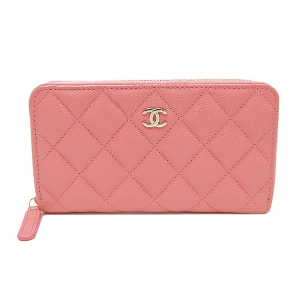 シャネル Chanel 長財布 マトラッセ ジップウォレット ミディアム ピンク キャビアスキン 中古 Houbidou 心斎橋店 通販 Yahoo ショッピング