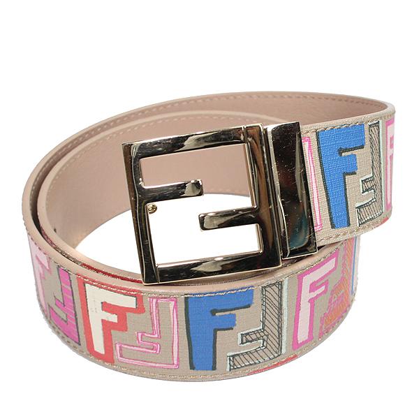 FENDI フェンディ ベルト 手描き風ズッカ柄 ベージュ×マルチ FENDI フェンディ ベルト 手描き風ズッカ柄 ベージュ×マルチ