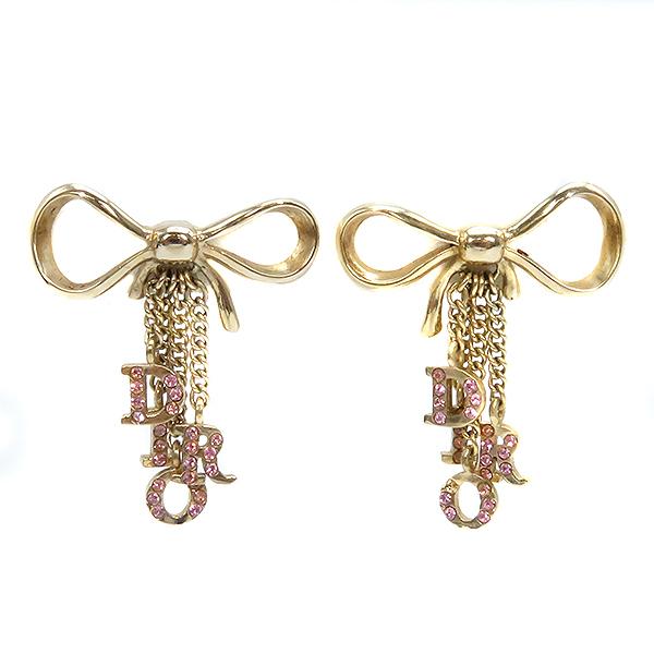 Christian Dior ディオール DIOR ピアス ロゴ リボンモチーフ GP 中古 