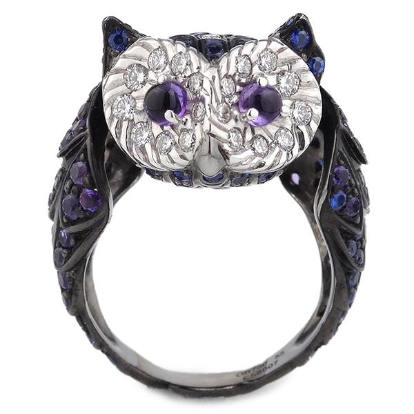 ブシュロン BOUCHERON リング 指輪 シュエット フクロウ 黒 K18WG 