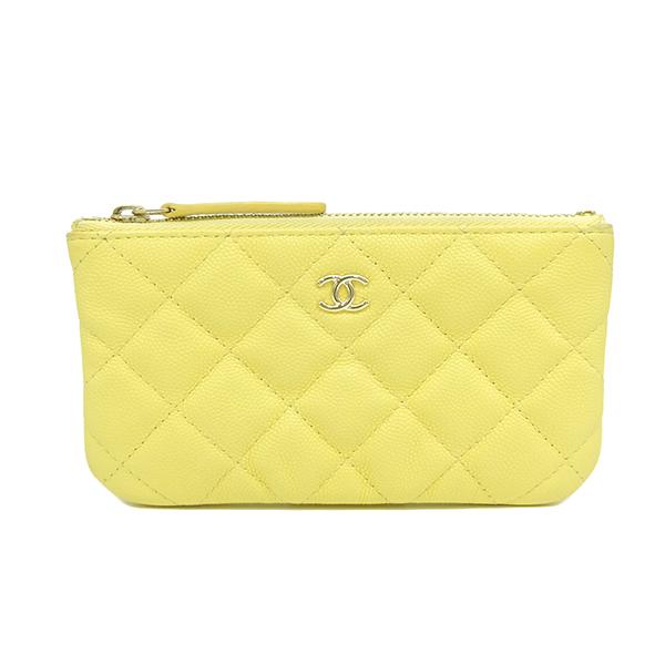 マトラッセ シャネル CHANEL ポーチ クラシック ミニポーチ イエロー 