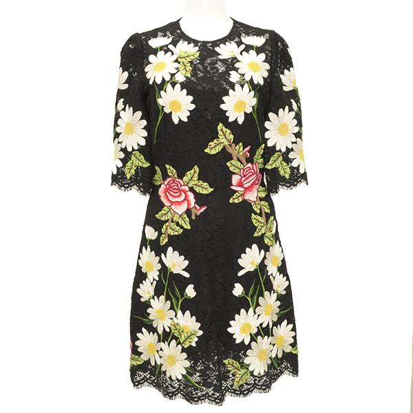 DOLCE&GABBANA フローラル コットンノースリーブフレアワンピース