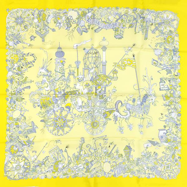 HERMES エルメス スカーフ カレ90 CARRE ジョーヌヴィフXジョーヌ  