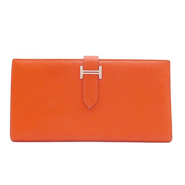 HERMES エルメス 長財布 ベアン クラシック オレンジ シェーブル HERMES エルメス 長財布 ベアン クラシック オレンジ シェーブル