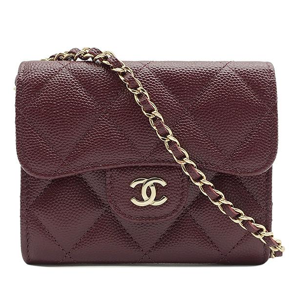 CHANEL シャネル キャビアスキン コインケース ボルドー