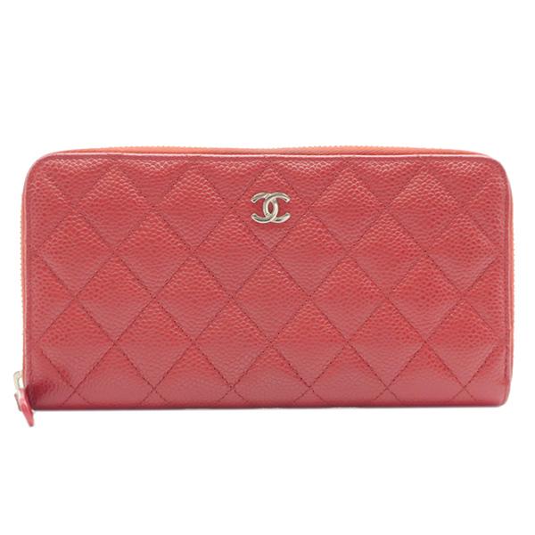 シャネル　キャビアスキン　長財布　赤　ココ 中古】 シャネル CHANEL 長財布 cocoマーク COCO キャビアスキン