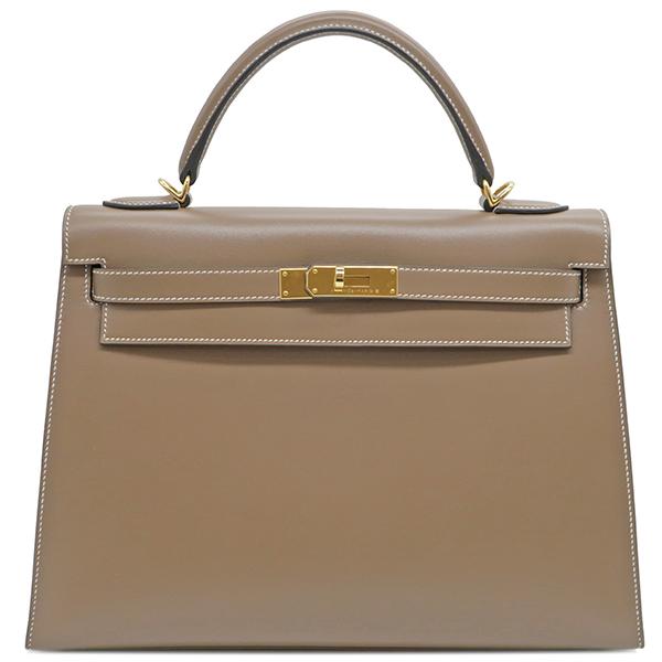 Kelly エルメス 2WAYバッグ ケリー32 外縫い エトゥープ ボックス