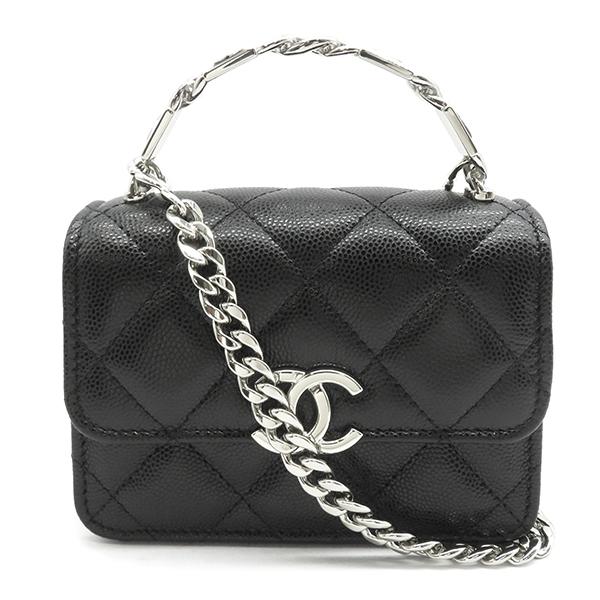 マトラッセ シャネル 2WAYバッグ チェーン クラッチ ブラック キャビア