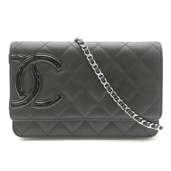 CHANEL シャネル チェーンウォレット カンボンライン A46646 カーフ 黒 長財布 レディース CAMBON シャネル チェーンウォレット カンボンライン ブラック カーフ
