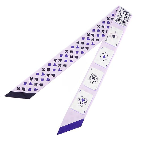 エルメス スカーフ ツイリー パープル×ブルー×ホワイト シルク 【Jeu