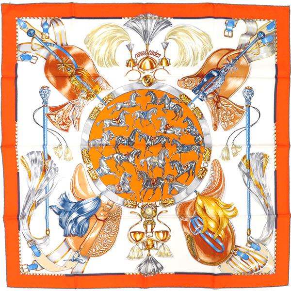 HERMES エルメス スカーフ カレ90 CARRE オレンジ×ブラン×ルイユ HERMES エルメス スカーフ カレ90 CARRE オレンジ×ブラン×ルイユ