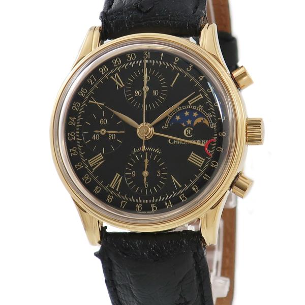 3年保証】 クロノスイス ルナ クロノグラフ CH77951 黒 ローマン