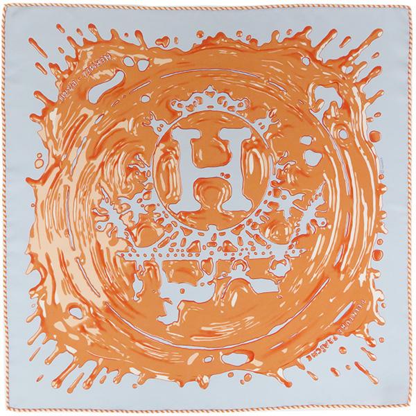 エルメス スカーフ カレ45 CARRE ガヴロッシュ ブルーシエル×アブリコ