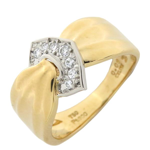 セリーヌ リング 指輪 Cロゴ ダイヤ イエローゴールド×プラチナ  