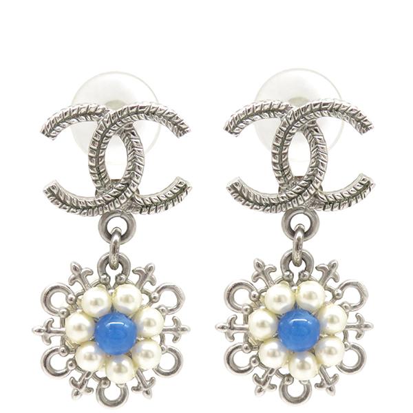 CHANEL シャネル ピアス ココマーク フラワー スイング シルバー