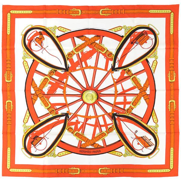 エルメス カレ90 En Roue Libre 自由への車輪 スカーフ レッド マルチ