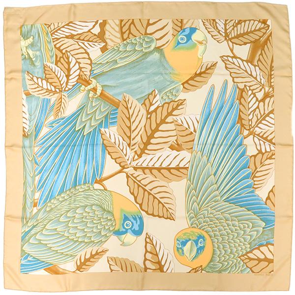 HERMES エルメス スカーフ カレ90 CARRE ベージュXマルチカラー シルク  