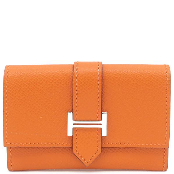 HERMES（エルメス） カードケース ベアン オレンジ ヴォーエプソン □J