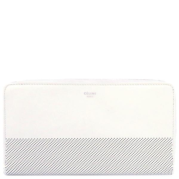 CELINE セリーヌ 長財布 パンチング ジップウォレット ホワイト レザー 