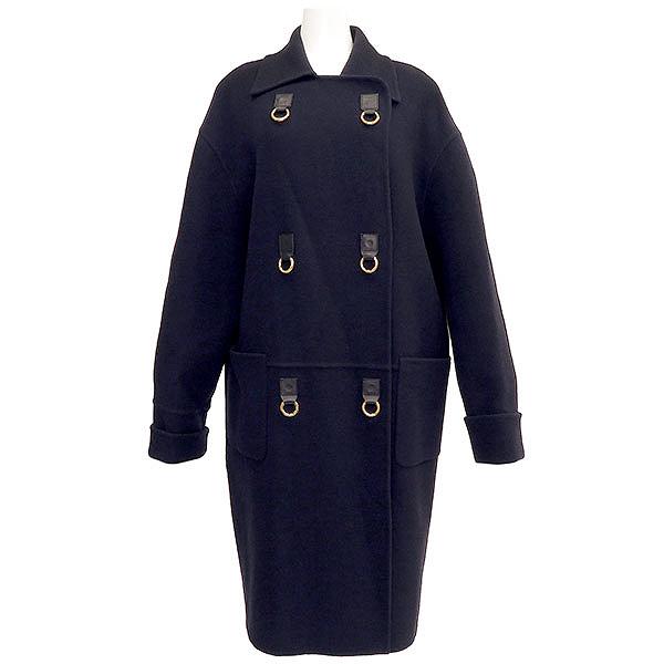 LOEWE（ロエベ） コート ダブルブレスト ネイビー ウール カシミヤ 