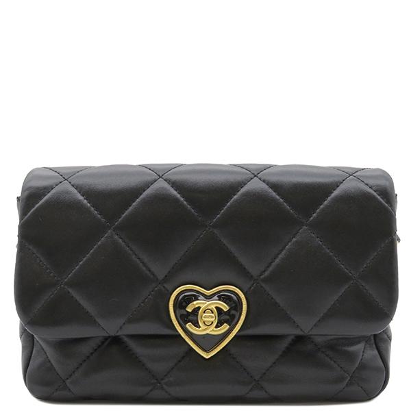 マトラッセ シャネル ショルダーバッグ ハート ミニフラップ ブラック  