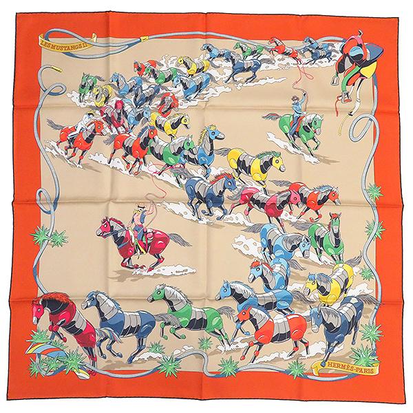 HERMES エルメス 野生馬スカーフ カレ90
