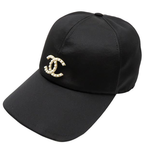 CHANEL（シャネル） キャップ ブラック シルク フェイクパール 黒