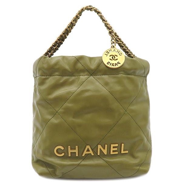 CHANEL シャネル 2WAYバッグ 22 ホーボーバッグ ミニ カーキ CHANEL シャネル 2WAYバッグ 22 ホーボーバッグ ミニ カーキ
