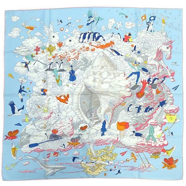 HERMES（エルメス） スカーフ カレ90 CARRE シルク ブルー 【Sur Mon