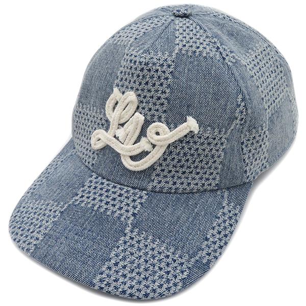 【中古】ルイヴィトン LOUIS VUITTON キャップ ダミエ デニム 3D 帽子 青 ブルー M7534L ☆AA★ メンズ LOUIS VUITTON（ルイ・ヴィトン） キャップ ダミエ デニム 3D コットン