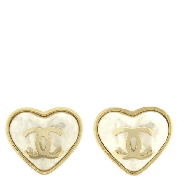 CHANEL シャネル ピアス ココマーク パール ハート GP ゴールド 中古 