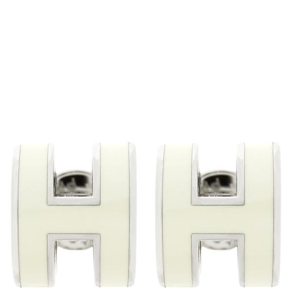 エルメス ピアス ポップアッシュ Hピアス ミニ メタル ホワイト H型  