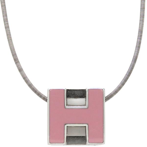 HERMES エルメス ネックレス カージュドアッシュ Hキューブ GP ピンク 