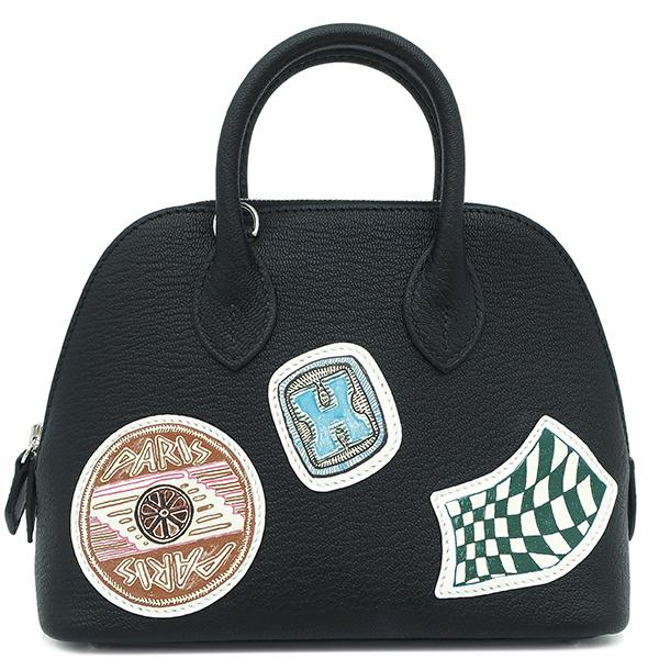 エルメス HERMES 2WAYバッグ ボリード1923 ミニ ピケ コレ シェーブル ブラック シルバー金具 黒 ワッペン  W刻印（2024年製） 【箱】【中古】 ボリード エルメス 2WAYバッグ ボリード1923 ミニ ピケ コレ