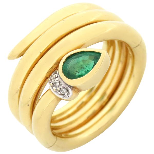 ポンテヴェキオ リング 指輪 エメラルド ダイヤ スネークモチーフ  