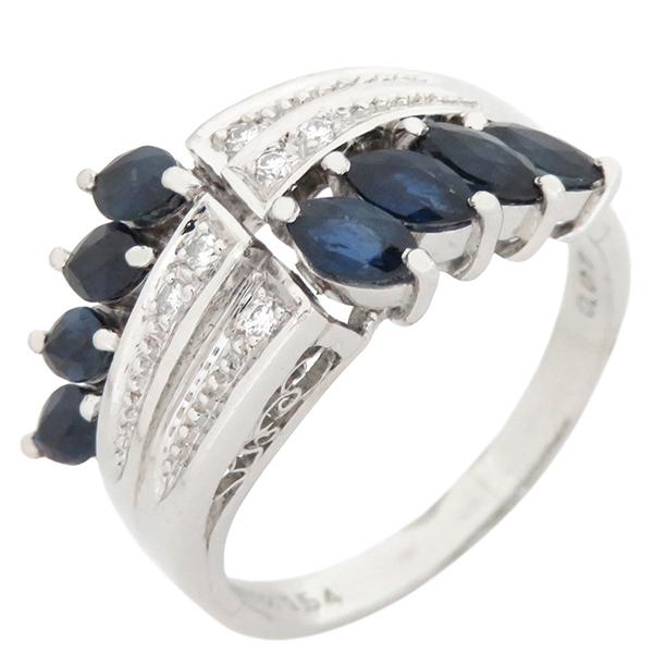 リング 指輪 サファイア Pt900 シルバー ブルー 青 11号 中古  