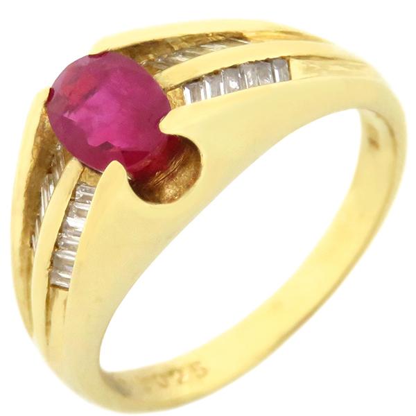 リング 指輪 ルビー ダイヤリング K18YG ゴールド レッド 赤 10.5号  