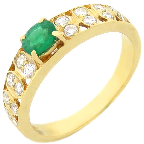 リング 指輪 エメラルド ダイヤモンド K18YG ゴールド グリーン 緑  