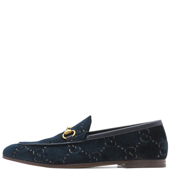 GUCCI〔ヨルダーン〕GGベルベット ローファー ネイビー