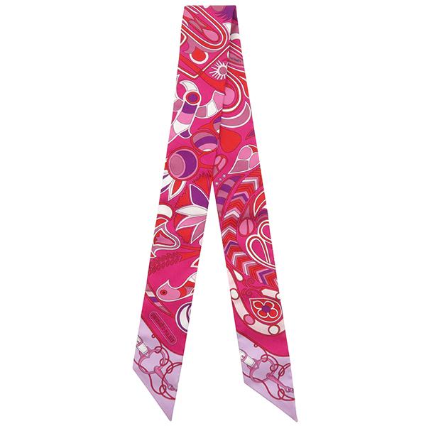 Hermès ピンク ツイリーシルク スカーフ