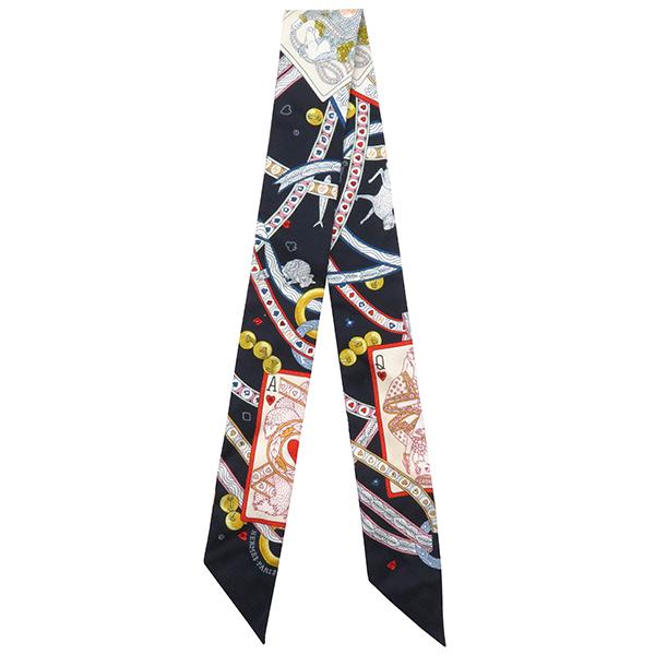 HERMES エルメス スカーフ ツイリー シルク ブラック 【DAME DE COEUR 