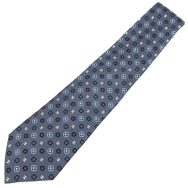 HERMES シャネル ネクタイ ココマーク 9.5cm シルク グレー 花柄 HERMES シャネル ネクタイ ココマーク 9.5cm シルク グレー 花柄