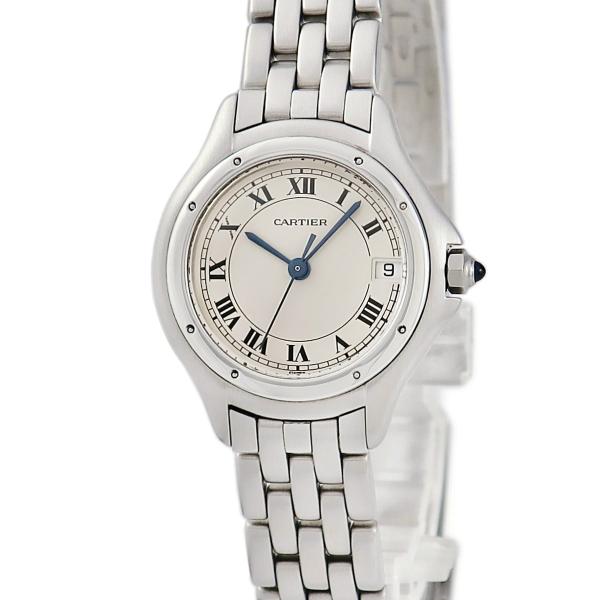 CARTIER パンテール クーガー SS YG レディース美品 カルティエパンテール クーガーSM ベルト：青 レディース 腕時計