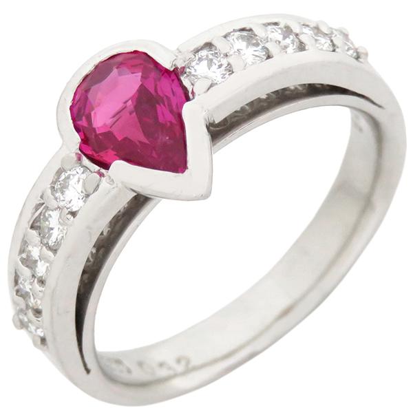 リング 指輪 ピンクサファイア ダイヤリング Pt900 シルバー レッド 赤  
