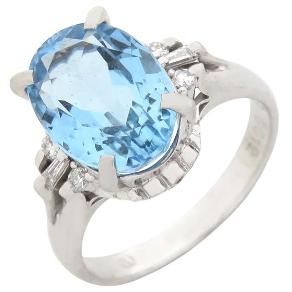 リング 指輪 アクアマリン ダイヤリング Pt900 シルバー ブルー 青 11  