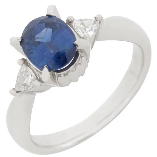 リング 指輪 ブルーサファイア ダイヤリング Pt900 シルバー ブルー 青  