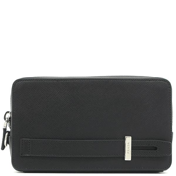 SAFFIANO（PRADA） プラダ ポーチ ロゴ スマホポーチ ブラック  