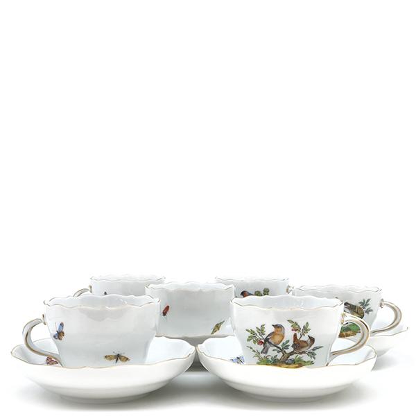 マイセン 食器 鳥と虫 カップ＆ソーサー 6客セット 陶磁器 ホワイト 白